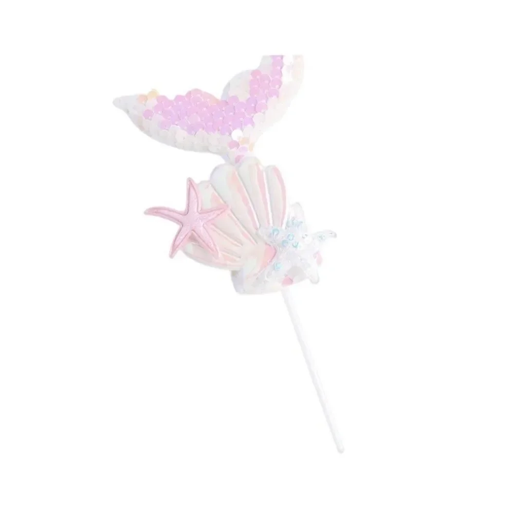Mermaid Tail Girls Sequin Star Starfish Shell Birthday Party Cake Topper NEW